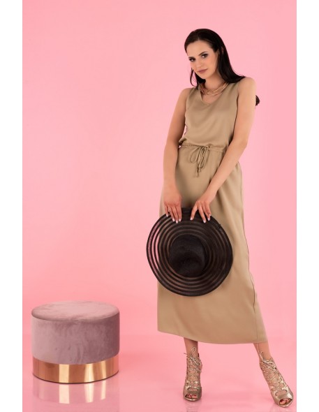 Anara dress women's long on wide straps beige,...