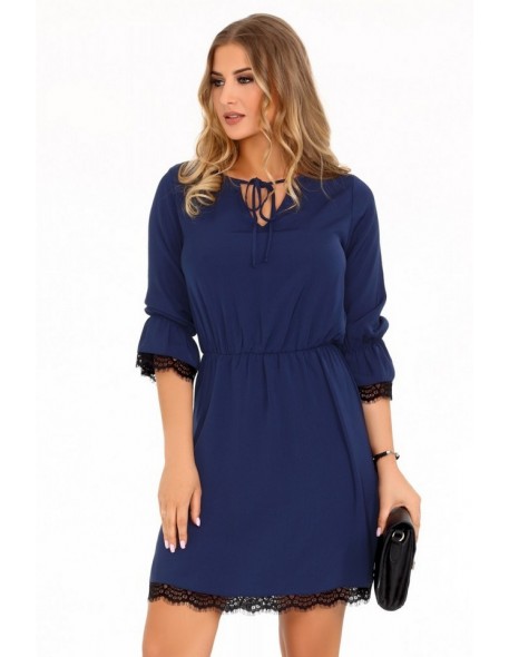 Shanice dress women's with 3/4 sleeve navy blue, Merribel 85495