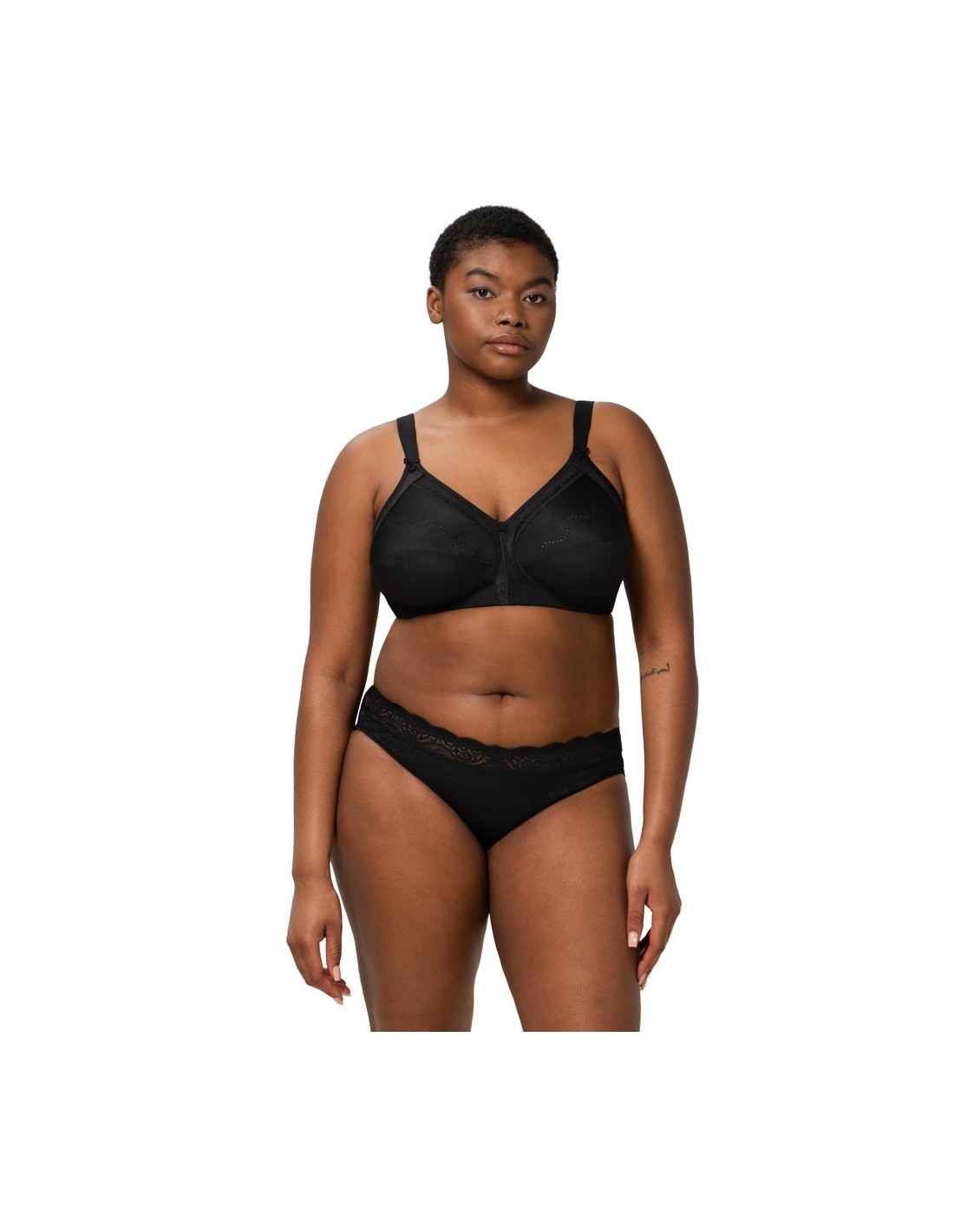 Women's plus size cotton wireless bra - black (0953) - cy11bc99gu5