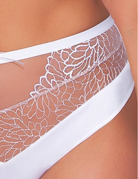 Figi damskie Ava 2037 białe z wysokim stanem,...