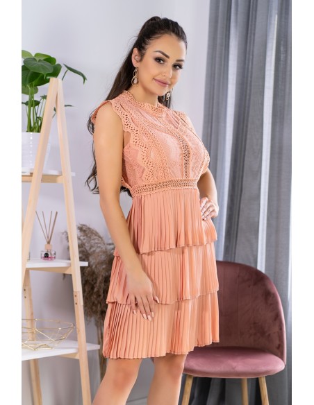 Estina dress women's sleeveless plisowane falbany brzoskwiniowa, Merribel d162