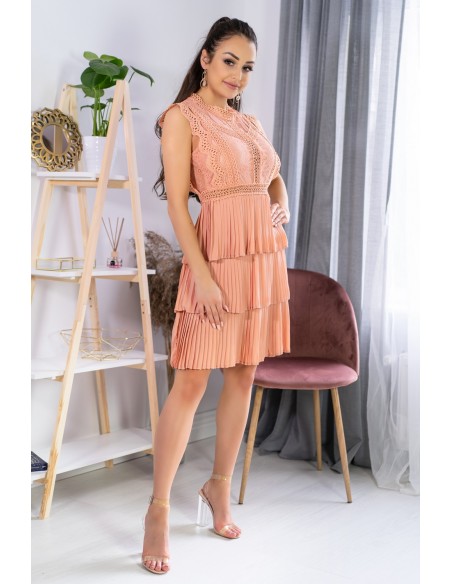 Estina dress women's sleeveless plisowane falbany brzoskwiniowa, Merribel d162