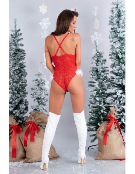 Strój mikołajki naughty santa red/czerwone body seksowne przebranie mikołajki livco corsetti fashion Livia Corsetti