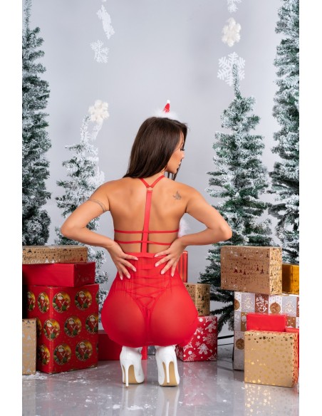 Santas candy red/czerwony komplet mikołajki koszulka plus ozdobne panty livco corsetti fashion Livia Corsetti