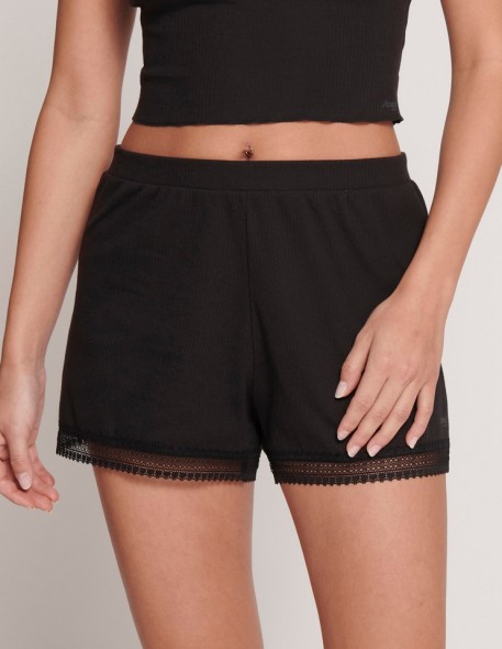 Spodenki damskie Sloggi Go Ribbed Short Czarne