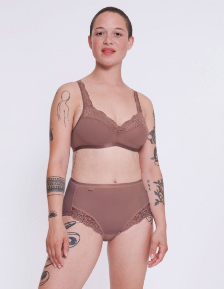 Majtki z wysokim stanem Sloggi Romance Maxi mocca