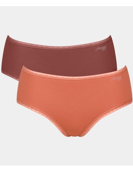 Women's briefs 2 Pack Sloggi Go Midi C2P red mix