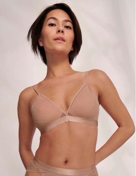 Biustonosz Sloggi S By X Rosie Woods Soft Bra Beżowy, bezfiszbinowy