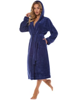 Damskie szlafrok z kapturem Night 2412 L&L, ciepły i...