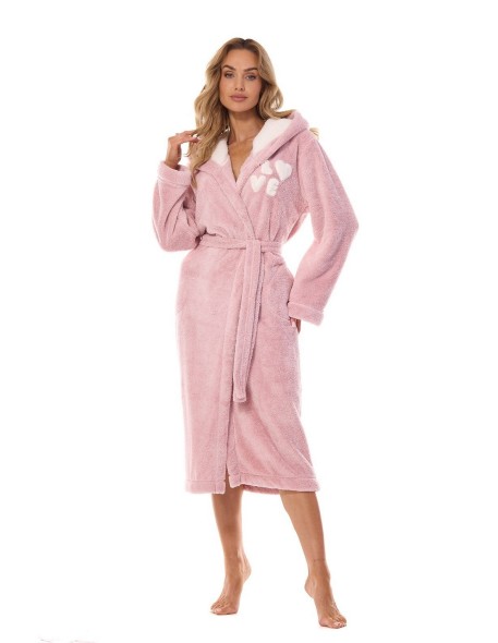 Szlafrok damski z kapturem L&L LV 2410, ciepły...