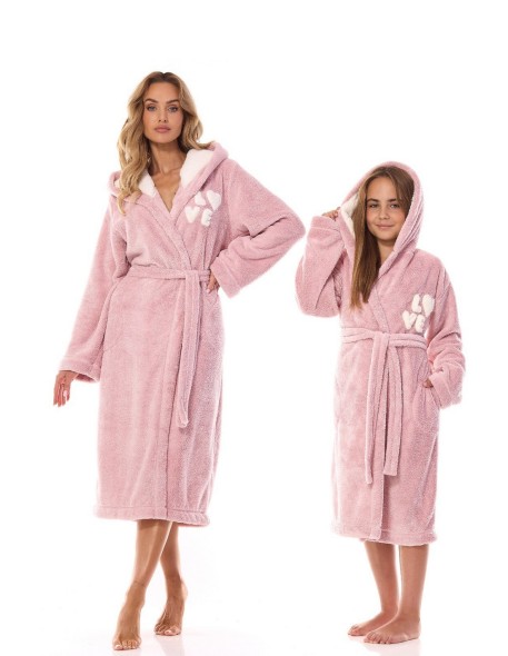 Szlafrok damski z kapturem L&L LV 2410, ciepły...