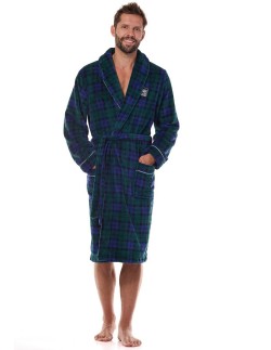Szlafrok męski w kratę L&L 2455, elegancki i stylowy na...