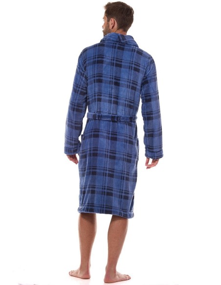 Szlafrok męski w kratę L&L 2455, elegancki i stylowy na chłodne wieczory