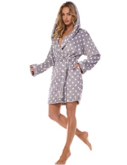 Szlafrok damski kapturem L&L Dots 2405 