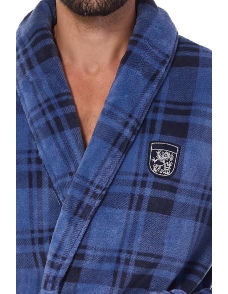 Szlafrok męski w kratę L&L 2455, elegancki i...