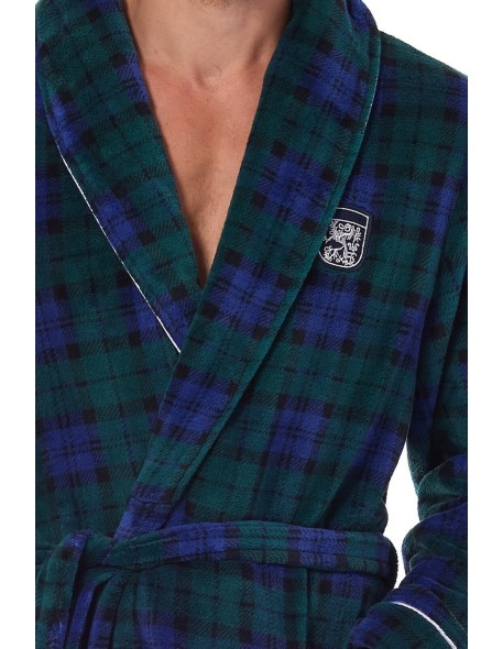 Szlafrok męski w kratę L&L 2455, elegancki i...