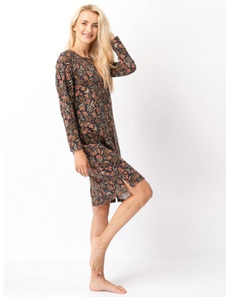 Women's long-sleeved nightgown Key LND 785 
