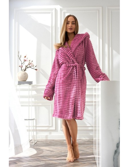 Szlafrok damski ciepły L&L Robin 2416, z miękkiego materiału