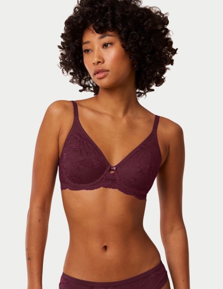Lace bra Triumph Amourette Charm T W02 deep burgundy 