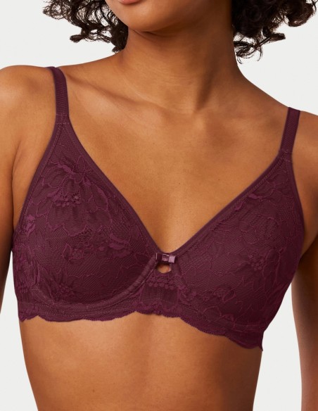 Biustonosz koronkowy Triumph Amourette Charm T W02 deep burgundy 