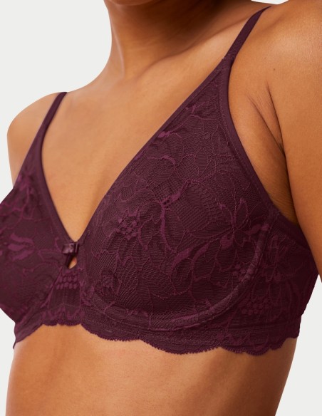 Biustonosz koronkowy Triumph Amourette Charm T W02 deep burgundy 