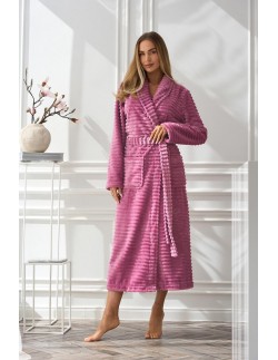 Szlafrok damski różowy L&L Rita 2415, długi i ciepły na...