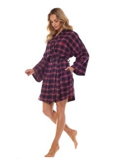 Szlafrok damski cienki w kratę L&L Roxy 2474, lekki i...