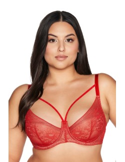 Bra lacy half padded Ava 2127 red