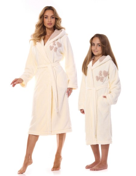 Szlafrok damski z kapturem L&L LV 2410, ciepły i wygodny