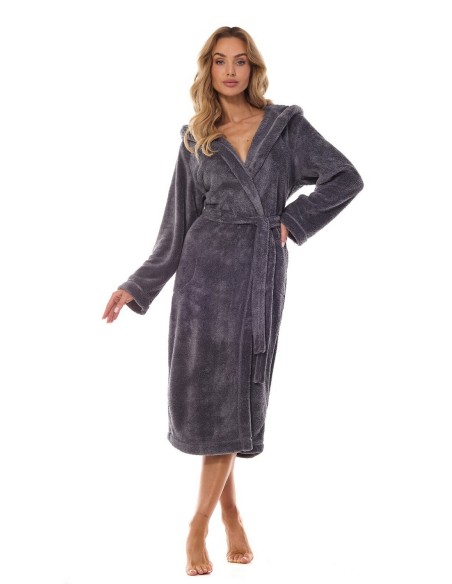 Damskie szlafrok z kapturem Night 2412 L&L, ciepły i przytulny