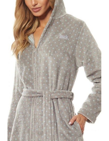 Bathrobe ladies' na zipper with hood L&L ZPPR 9156