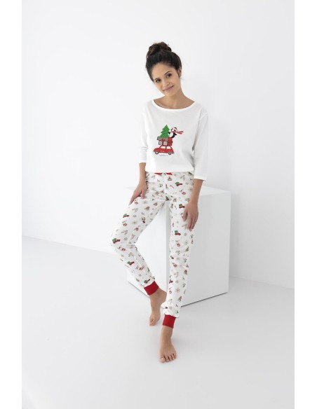Piżama damska świąteczna Sensis Lillian 3/4 Christmas 