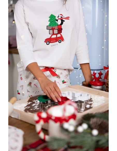 Piżama damska świąteczna Sensis Lillian 3/4 Christmas 