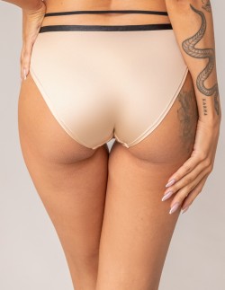Figi damskie Krisline Oriental, beżowe majtki z paskiem 2