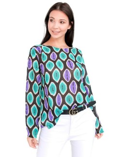 Zwiewna bluzka koszulowa ze wzorem Lookat