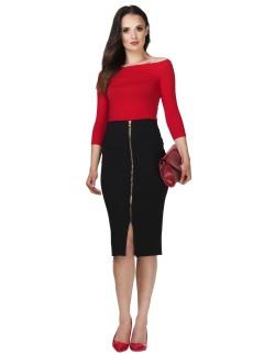 Black pencil skirt skirt rita with złotym suwakiem Lookat