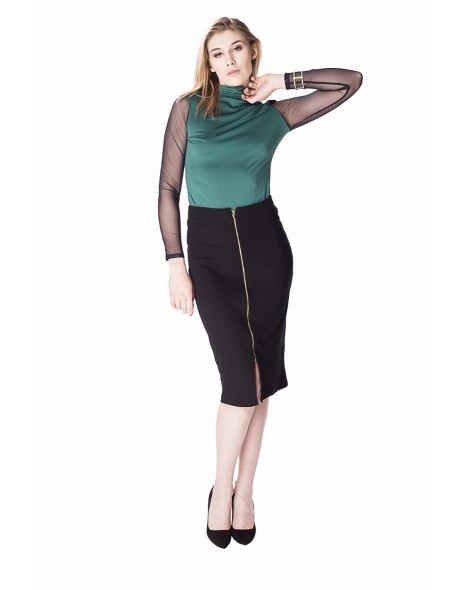 Czarna ołówkowa spódnica rita ze złotym...