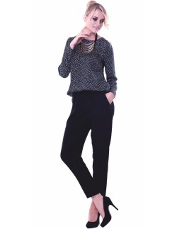 Luźna black blouse women's in white groszki Lookat