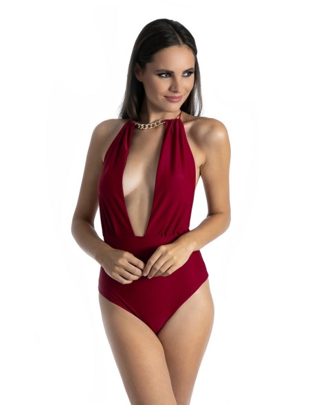One-piece swimsuit with a deep neckline 423/01