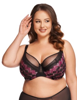 Biustonosz miękki czarny Nessa Nancy z fiszbinami, plus size