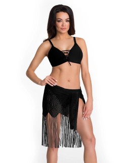 Chusta pareo na plażę with frędzlami black 212/03