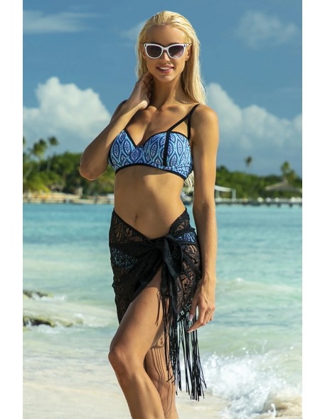Chusta pareo na plażę with frędzlami black 212/03