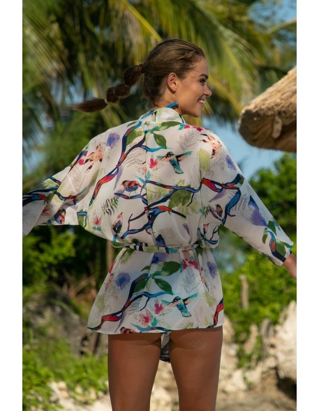 Bedspread plażowa short pareo white with...