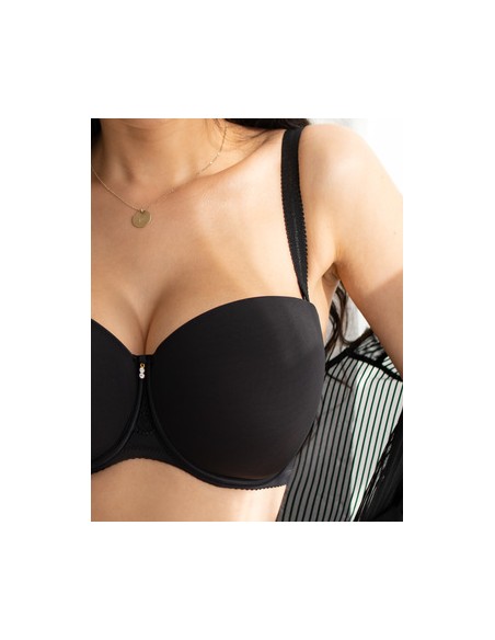 Biustonosz bardotka Krisline Fortuna mhm czarny comfort 