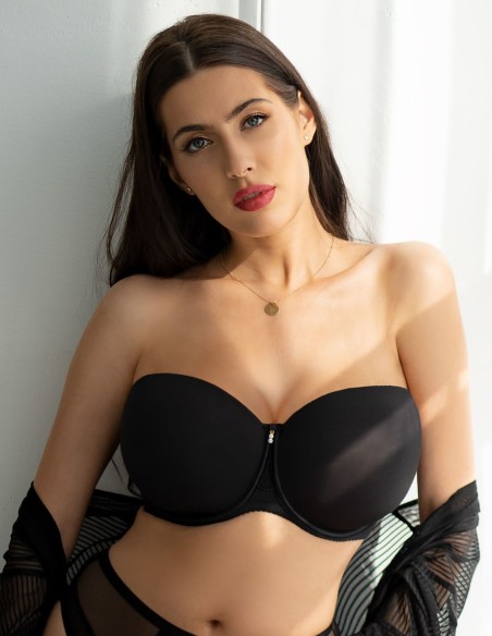 Biustonosz bardotka Krisline Fortuna mhm czarny comfort 