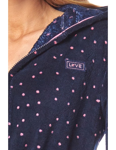 Szlafrok damski krótki z kapturem L&L 7119 