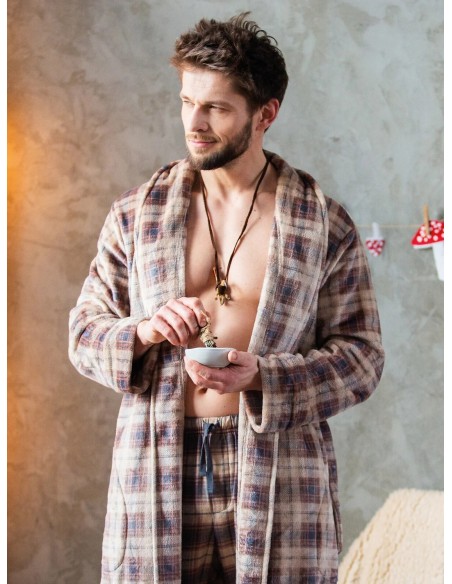 Szlafrok męski Key MGL 402, komfortowy i stylowy na chłodne wieczory