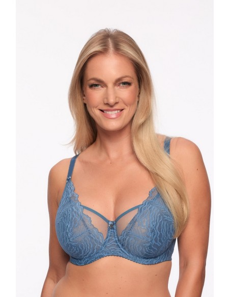 Biustonosz soft Jessia Gaia 1229 niebieski, z subtelnym haftem
