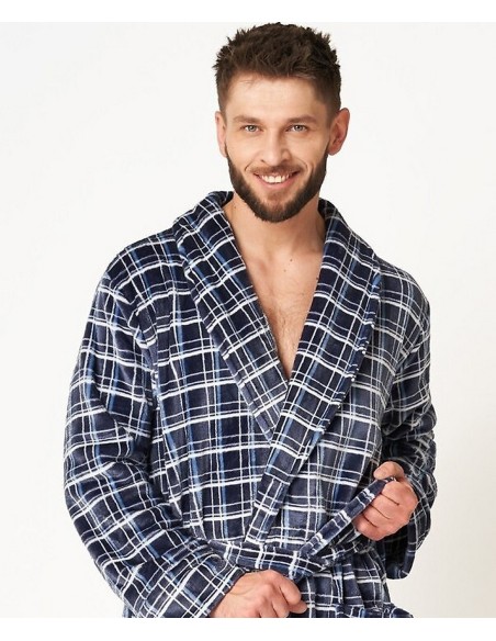 Szlafrok męski gruby Key MGL 432, ciepły na chłodne wieczory