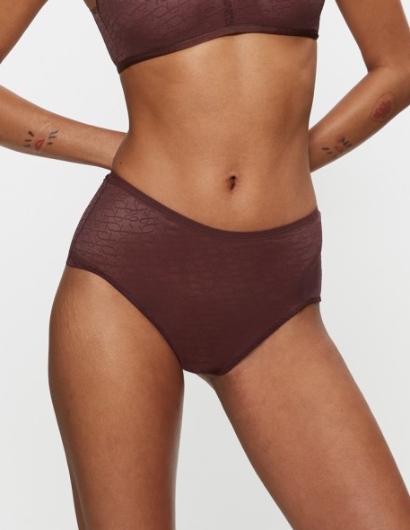 Majtki z wysokim stanem Triumph Signature Sheer Maxi Ex decadent chocolate